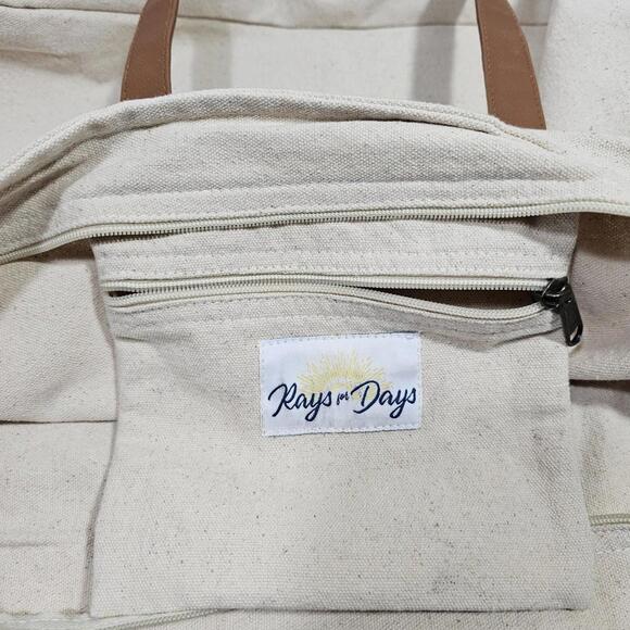 Rays for Days Striped Woven Cotton Blend Beach Grocery Tote Bag - Picture 10 of 14